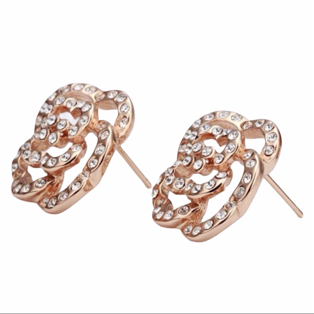🎀18K Rose Gold P& Australian Crystal stud - Picture 2 of 5